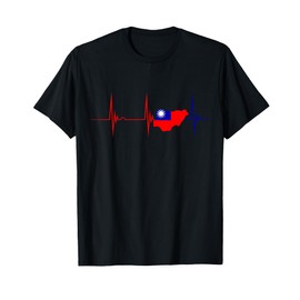 Taiwan Flag Heartbeat EKG Pulse Map Taiwanese Pride T-Shirt