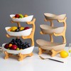 Veloqua 3 Tier Fruit Bowl For Kitchen Counter,Ceramic Fruit Bowl,Large