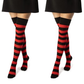 sockenkauf24 10723 2 Pairs of Overknee Cotton Socks in Many Colours and Patterns Ringlets & Plain - 35/38