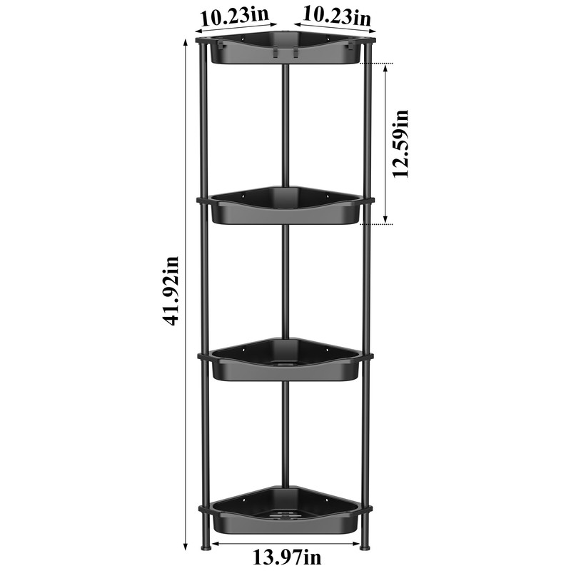 HuggieGems 4 Tier Floor Standing Corner Shower Caddy Organizer Shelf