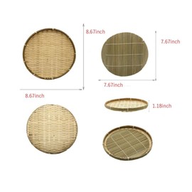 Japan, Zaru Soba Tray, Bamboo Round Zaru Basket & Misu/Colander For Soba, Udon and Noodles 7.87inc(21cm)×1.2inc(3cm)