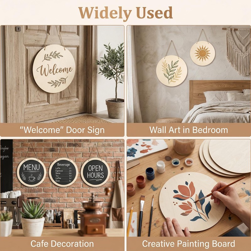 6 Pack Round Wooden Discs, Unfinished Wood Circles for Crafts