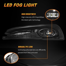 LED Fog Lights Fit for 2013 2014 2015 Honda Civic 4-Door Sedan, Front Bumper Driving Light Kit, Fog Lamps Replacement with Wiring Harness,Clear Lens,Plug and Play