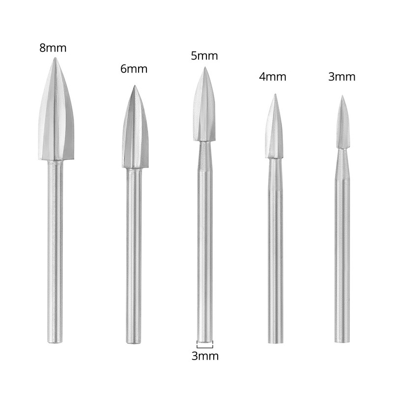 QWORK Wood Carving Tools, 5 PCS HSS Engraving Drill Bit