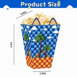 Zliisang Blue Party Popcorn Boxes 20pcs Golden Rings Birthday Decorations Snack Treat Boxes for Kids Boys Girls Birthday Party Supplies Baby Shower Decorations