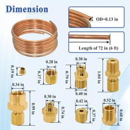 Unbranded Mechanical Oil Pressure Gauge 72in Inch Copper Line Tubing Install Kit w Fitting