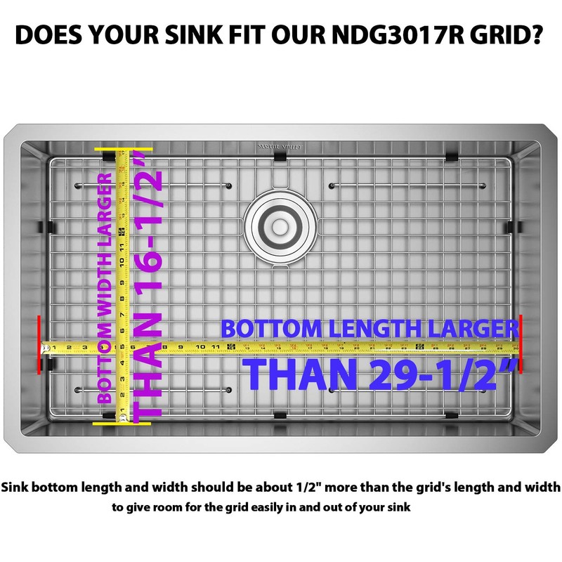 Serene Valley Sink Bottom Grid 29-1/2" x 16-1/2", Rear Drain