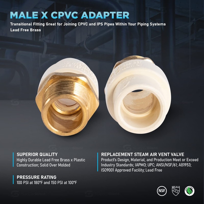 Supply Giant CSDQN300 Male x CPVC Adapter Transition Pipe Fitting