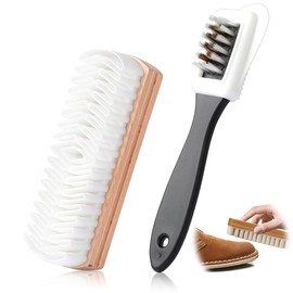 AEIOPRS 2 Pcs Wildlederbürste für Schuhe Raulederbürste mit Messingborsten Radiergummi und Reinigungstuch Vielseitig einsetzbar Ideal für Nubuk Wildleder und Velour