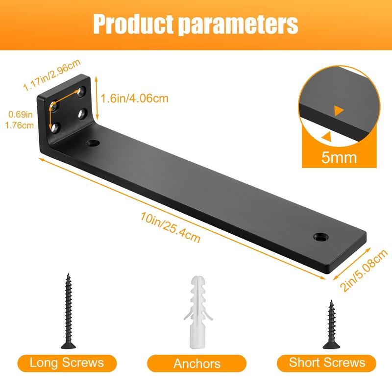 Floating Shelf Brackets 10 inch, Heavy Duty Wall Shelf Bracket