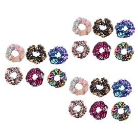 FOMIYES 3sets Sequin Hair Scrunchies Ponytail Holders Girls Hair Ties Shiny Beads 6pcs*3