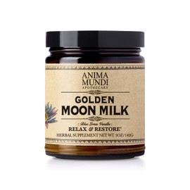 Anima Mundi Apothecary Golden Moon Milk - Relaxing Plant-Based Powder with Organic Spices Turmeric, Ashwagandha, Reishi & Vanilla - Unsweetened Drink Powder - Promote Sense of Calm (5oz / 142g)