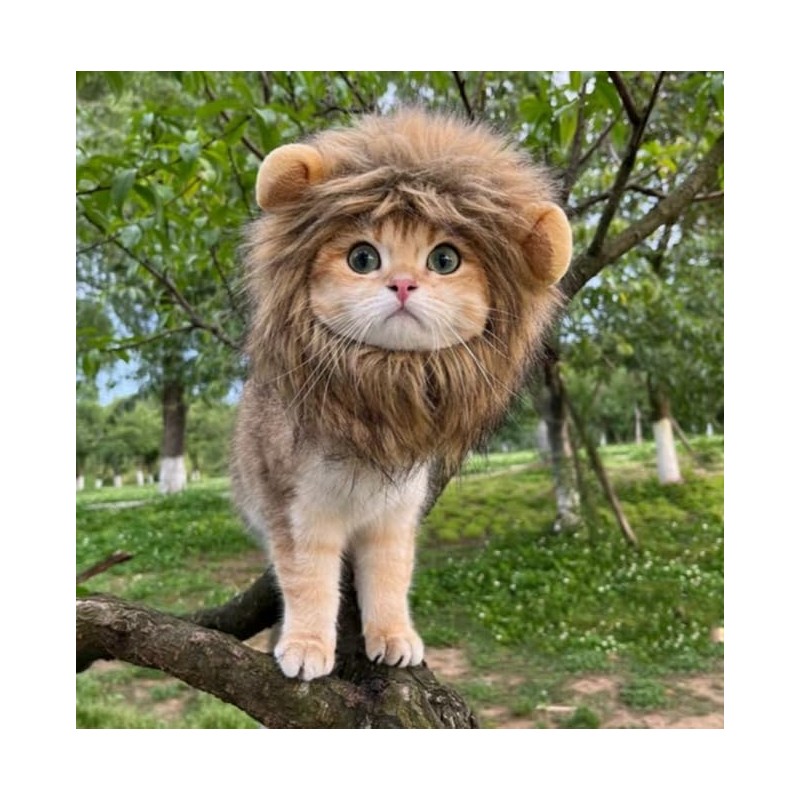 Lion Mane Costume for Cats Costume Pet Adjustable Washable Dress