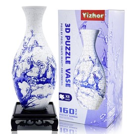 Yizhor 3D Puzzle Vase, 160 Curved Pieces DIY Flower Vase Craft Kit & 3D Puzzles for Adults, Creative Jigsaw Art Project Home Décor Centerpiece, (A-Plum Blossom)