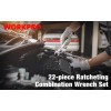 WORKPRO 22-Piece Ratcheting Wrench Set 180-degree flex head 72 Teeth