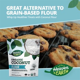 Heaven & Earth Organic Coconut Flour, 16oz (2 Pack) | Gluten Free & Grain Free Flour | Keto Flour for Baking | Paleo Friendly | Low Carb Flour | Vegan