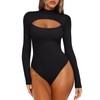 REORIA Women's Mock Neck Cutout Front Bodysuit Trendy Going Out