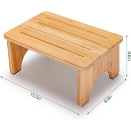 P&BEXC Step Stool Bamboo Step Stool for Adults and Kids,Portable Bedside Step Stool with Solid Wood, Support up to 300lbs,Skid Proof Step Stool for High Bed/Kitchen/Bathroom (Easy to Assemble)