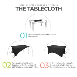 Utopia Kitchen Spandex Tablecloth 1 Pack [6FT, Black] Tight, Fitted, Washable and Wrinkle Resistant Stretch Rectangular Patio Table Cover for Event, Wedding, Banquet & Parties [183Lx76Wx76H] cm
