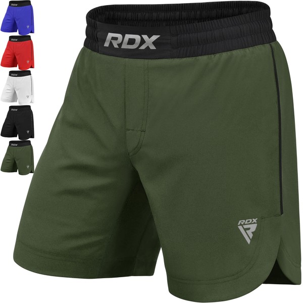 RDX MMA Training and Kick Boxing Shorts - Perfect Grappling, Sparring, Martial Arts, Cage Fight - Shorts for BJJ, Muay Thai, Fitness, Bodybuilding and Combat Sports, Military Green