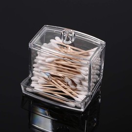 Cotton Swab Box, Practical Cotton Swab Q tip Makeup Storage Organizer Box, Cosmetic Transparent Holder Case for Cotton Balls, Swabs, Makeup Pads, ect