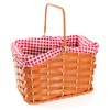 Plastic Basket With Red Gingham Cloth and Handle Perfect for