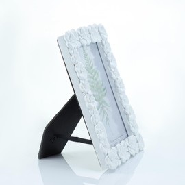 WAIT FLY 4 X 6 Inches Beautiful White Flower Shape Resin Card Photo Frame Picture Frame for Desktop Table Top Display