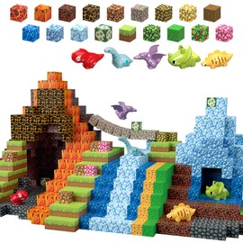 Magnetic Building Blocks, Pack of 205 Dinosaur Toy, Magnetic Building Blocks, Build 3D Dinosaur World Adventure Magnetic Game Children's Toy Gifts for Boys Girls from 3 4 5 6 7 9 10-12 Years