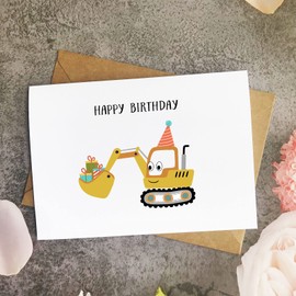 MAGJUCHE Construction Happy Birthday Card For Boy, Digger Birthday Card For Son, Grandson, Nephew, Friend