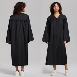 TngHui Unisex Matte Graduation Gown for High School,Choir Robes for Church, Judge Robes Costume 12 Colors Black Size 39(4'6"-4'8")