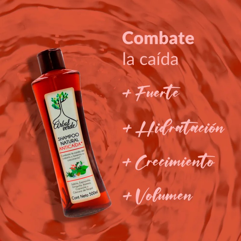 Shampoo Natural Anticada Cabello rbol Verde 500ml