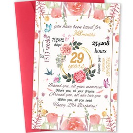mmuue Happy 29th Birthday Card for Daughter, Cute 29th Birthday Gifts for Women Men, Sweet 29 Year Old Birthday Decorations for Her Him, Best Gifts for 29 Year Old Wife Girlfriend