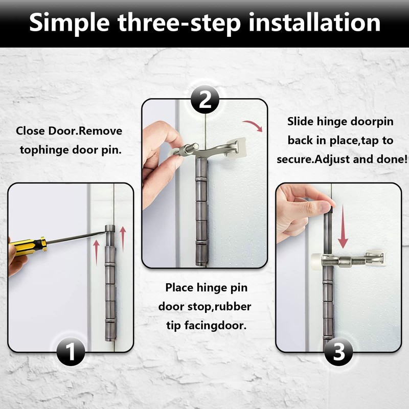 Hinge Pin Door Stopper, 2 Pcs Heavy Duty Hinge Pin