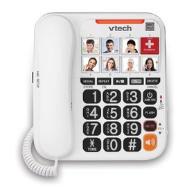 VTECH SN1127 Amplified Corded Answering System. 8 Photo Speed Dial, 90dB Ringer Volume, Big High-Contrast buttons, Audio Booster(+40db), Visual Ringer. Perfect for Seniors, Visually & Hearing Impaired