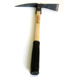 Solid Aim Tools Small Hand-Held Portable Garden Pick Mattock , Professional Pick Mattock Classic Digging Tool,Great for Cultivating and Weeding-Pickaxe with Wooden Handle ! All Forged #65 Extra Thickness Heavy Duty Steel Construction !
