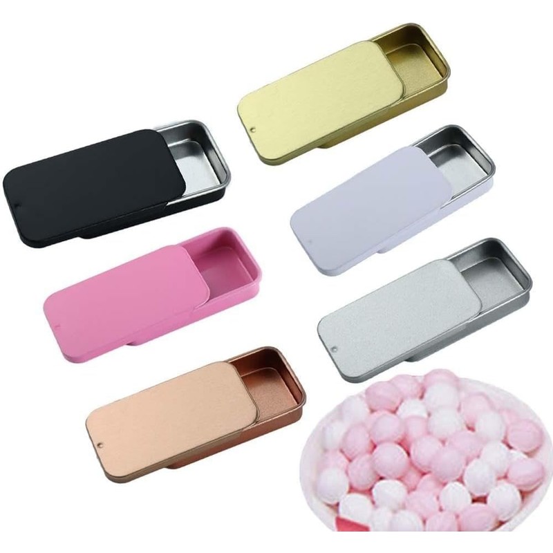 Qintreesify Black Metal Rectangular Empty Mini Tin Box,Mini Iron Box