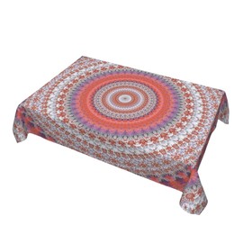 GSRONY Decorative Rectangle Table Cloths Red Boho Mandala Colorful Vintage Art Floral Tablecloth Table Cover for Dining/BBQ/Picnic/Coffee Table 52 X 70 Inches