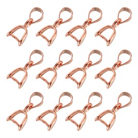QUARKZMAN Pack of 12 Sterling Silver Bail Pinch Bail, 5 mm x 15 mm Alloy Clip Clasps, Clip Pendant, Bail Connector, Jewellery Accessories for Bracelets, Necklaces, Making, Rose Gold