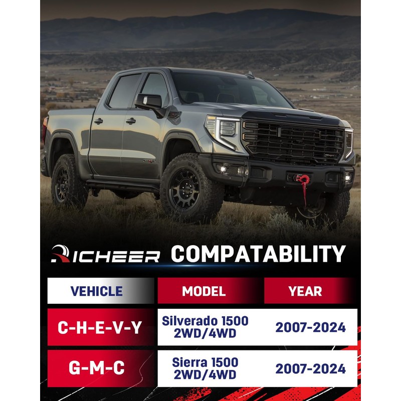 Richeer 3" Front and 2" Rear Leveling Lift Kit for