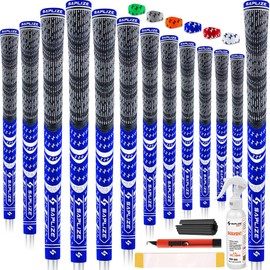 SAPLIZE Cross Cord Golf Grips Set of 13 Grips with Tape or Full Regripping Kit, Standard / Mid / Jumbo Size, Low Taper Design, Multi-compound Hybrid, Anti-Slip Golf Club Grips, CL03