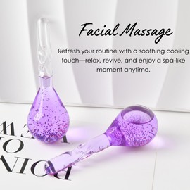 Facial Ice Globes, Cryo Cooling Balls with Anti-Slip Handle for Face, Eyes & Neck, Relaxing Beauty Massage Tool for Soothing and Refreshing Skincare Routine, Glitter Purple