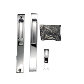 Flush Mount Handle Set with Nite Lock for Glass Doors | Lock Replacement for Sliding Patio Door Repair | Fix Door Lock Hardware (DL-501) (Chrome)