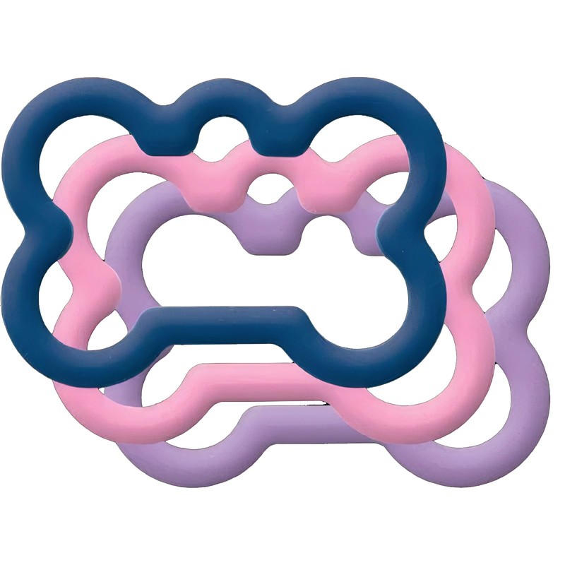 Dog Tag Silencer Large Bone Shape 3-Pack Purple Pink Navy