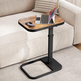 Kitstorack Kitstorack TV Tray Table, Adjustable Height & 90 Flip-Over Panel Design, Sofa Arm End Side Table for Eating Laptop Couch Bed Dinner or Small Spaces