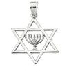 Claddagh Gold 925 sterling silver Star of David with Menorah