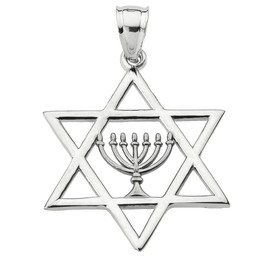 Claddagh Gold 925 sterling silver Star of David with Menorah Pendant