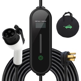 Level 2 Portable EV Charger with 32Amp, 240V NEMA 14-50 Plug, Current Adjustable, Delay Charging - Fits All SAE J1772 Electric Vehicle for Indoor/Outdoor Charging