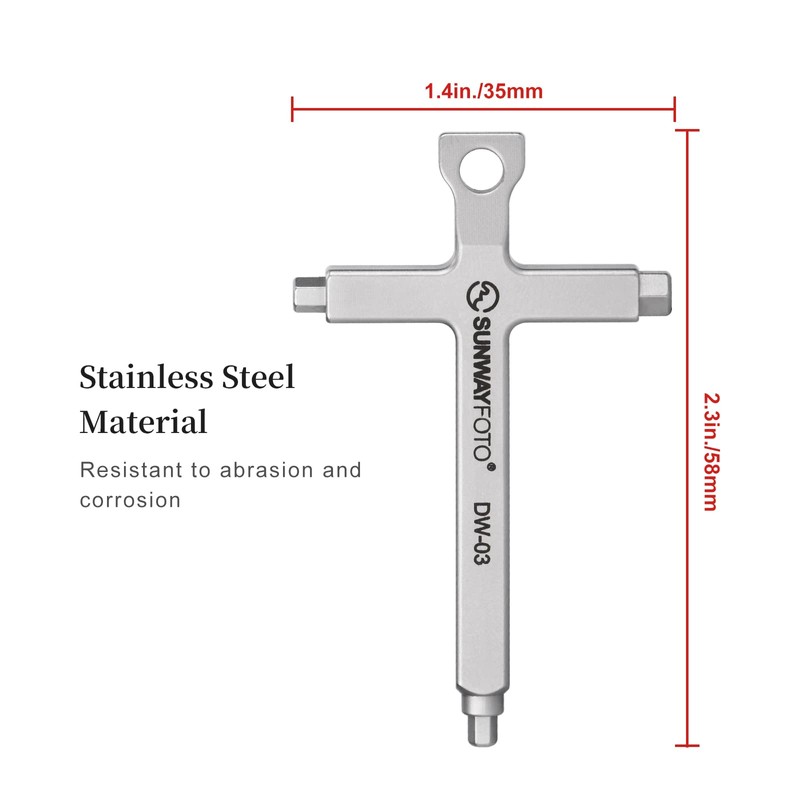 SUNWAYFOTO DW-03 Hex Key Wrenches Stainless 2.5/3/4mm Steel Cross necklace