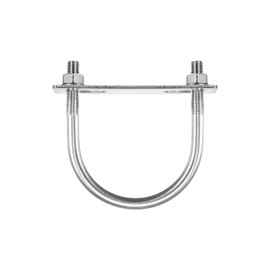 TOP-VIGOR 2 sets M10 Round U-Bolts, 50mm Inner Width 82mm Length 304 Stainless Steel Tie Down U-Bolts with Nut, Plate for Building Installations Mechanical Parts Connection Cehicles Ships