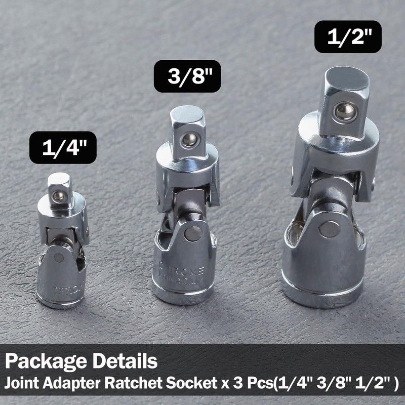 LEONTOOL 3 Pcs Universal Joint Socket Set Swivel Socket Adapter